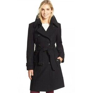 Vintage London Fog Heritage Black wool double breasted dress winter Coat size 14
